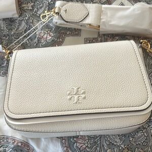 Tory Burch Cream Pebble Leather Thea Crossbody